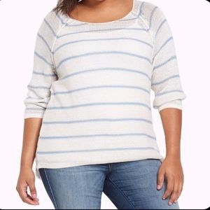 Torrid White and Blue Stripe Sweater